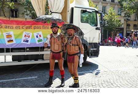 Paris, France-june 30, 2018 : The Participants Of Gay Pride Parade At Concorde Place In Paris, Franc