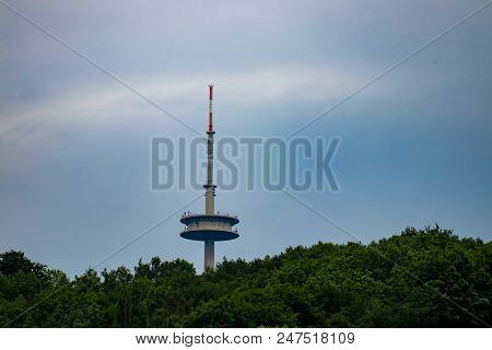 Tv Tower In Germany On A Hill In The Forest.