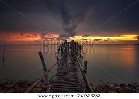 Majestic Burning Sunset Over The 