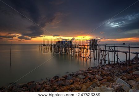 Majestic Burning Sunset Over The 