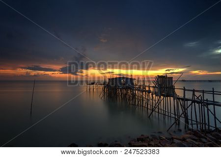 Majestic Burning Sunset Over The 