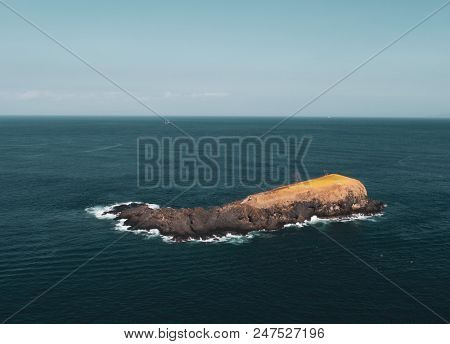 Aerial view of small island. View from Bukit Asah, new tourist attraction of tropical island Bali, Indonesia