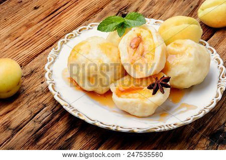 Dumplings With Apricot And Spicy Syrup