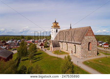 Gammelstad, Sweden - June 16, 2018: Exterior Of The Medieval Nederlulea Church Building Located In G