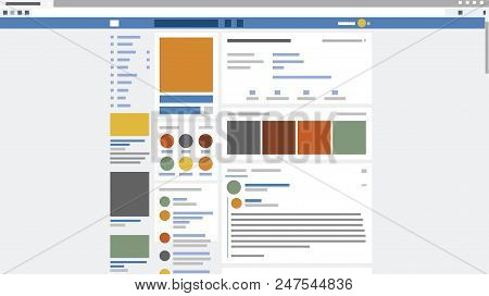 Abstract Social Network Page Screenshot. Color Vector Illustration. Eps8