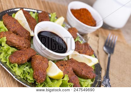 Traditional Delicious Turkish Foods; Bulgur Kofte, Cig Kofte.