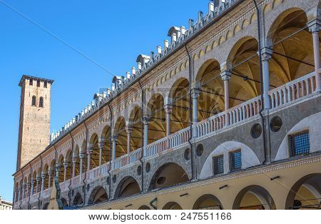 Padua, Italy - March 21, 2013:  The Della Ragione Palace Seen From Della Frutta Square