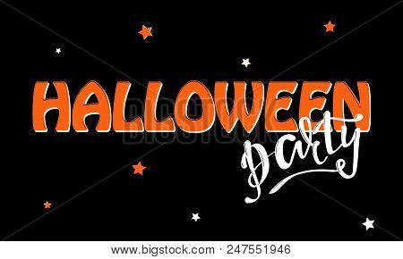 Halloween Party Banner, Card, Label. Holiday Season Logo, Line Art, Thin Line, Linear, Hand Drawn Sk