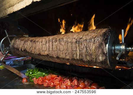 Traditional Delicious Turkish Foods; Doner Cag Kebab