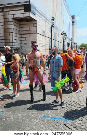 Paris, France-june 30, 2018 : The Participants Of Gay Pride Parade At Concorde Place In Paris, Franc