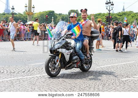 Paris, France-june 30, 2018 : The Participants Of Gay Pride Parade At Concorde Place In Paris, Franc