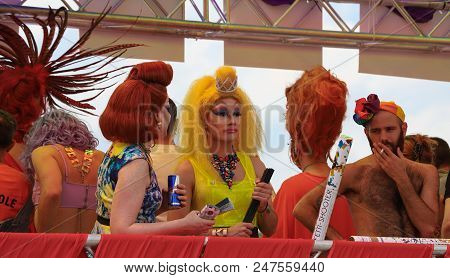 Paris, France-june 30, 2018 : The Participants Of Gay Pride Parade At Concorde Place In Paris, Franc