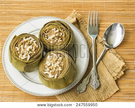 Traditional Delicious Turkish Foods; Stuffed Artichoke (enginar Dolma)