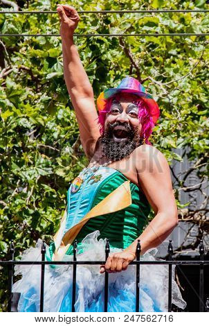 Gay Pride Parade In San Francisco - Man Marches Solo In Parade