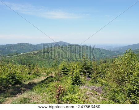 Great Salmopol Pass Near Kotarz Mount In Silesian Beskids Mountains Range Landscapes Near European C