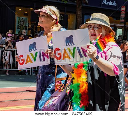 Gay Pride Parade In San Francisco - Mayor Gavin Newsom Supporters March