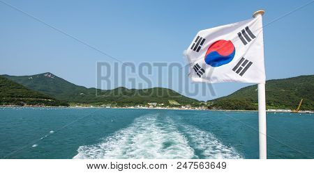 Taegeukgi, Korean Flag, The National Flag Of Korea, On The Sea