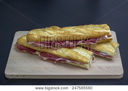 Iberico Ham Sandwich With Homemade Bread Baked In Wood Oven