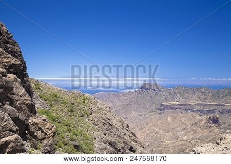 Gran Canaria, View From Las Cumbres, The Highest Areas Of The Island, Towards Teide On Tenerife