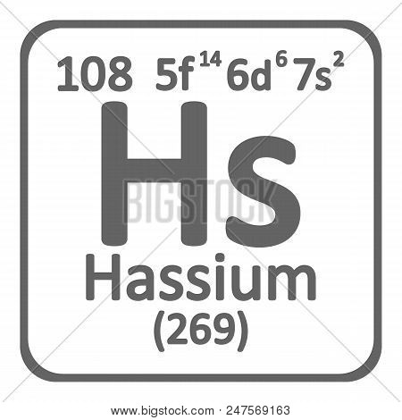 Periodic Table Element Hassium Icon On White Background. Vector Illustration.