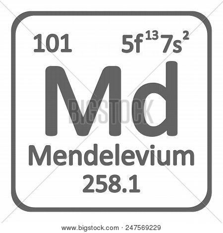 Periodic Table Element Mendelevium Icon On White Background. Vector Illustration.