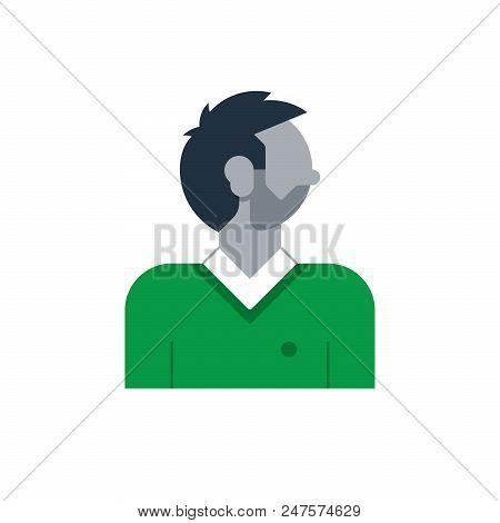 Male Character Turned Head, Middle Age Man. Flat Design Vector Illustration
