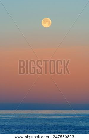 Moonset in Riomaggiore in Cinque Terre, Italy.