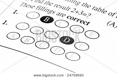 Hoja de respuestas de examen