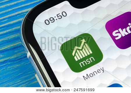 Sankt-petersburg, Russia, June 20, 2018: Microsoft Msn Money Application Icon On Apple Iphone X Smar