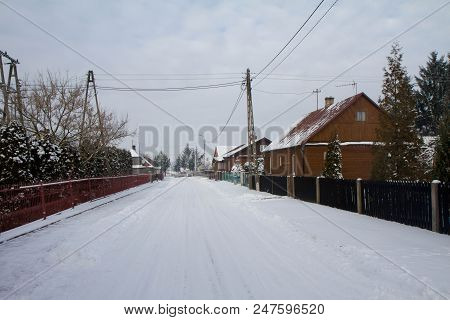 Street View Of A Village In The Podlasie Region Of Poland In Winter