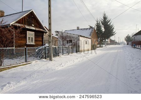 Street View Of A Village In The Podlasie Region Of Poland In Winter