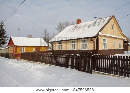 Street View Of A Village In The Podlasie Region Of Poland In Winter