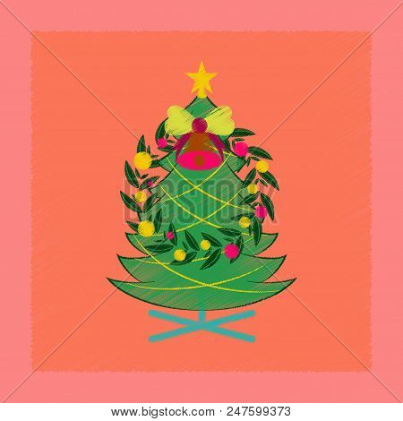Flat Shading Style Icon Of Christmas Fir Wreath
