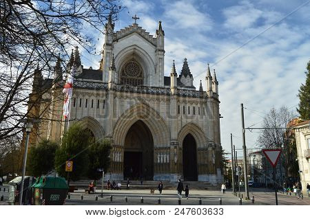 Main Facade Of The Cathedral Of Vitoria. Architecture, Art, History, Travel. December 29, 2015. Vito