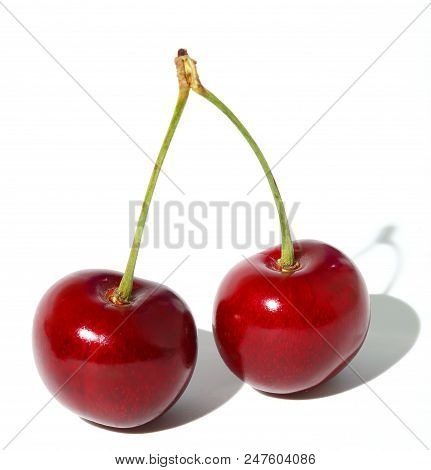 Cherry. Cherries Isolated On White Background. With Clipping Path.