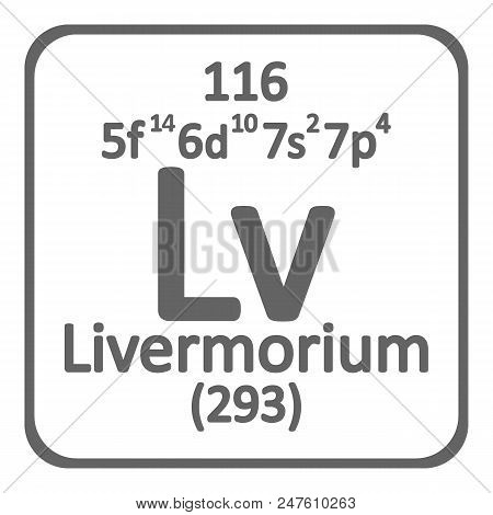 Periodic Table Element Livermorium Icon On White Background. Vector Illustration.