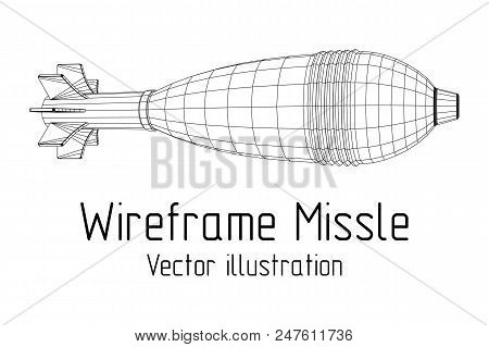 Missile, Nuclear Bomb Or Mortar Mine Wireframe Low Poly Mesh Vector Illustration