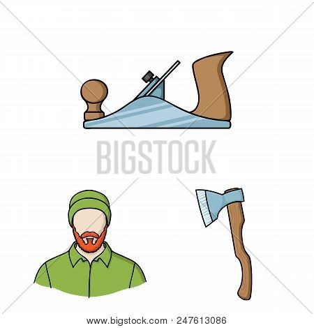 Sawmill And Timber Cartoon Icons In Set Collection For Design. Hardware And Tools Vector Symbol Stoc