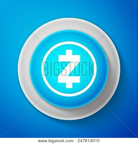 White Cryptocurrency Coin Zcash Zec Icon Isolated On Blue Background. Digital Currency. Altcoin Symb
