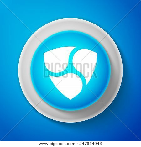 White Cryptocurrency Coin Nem Xem Icon Isolated On Blue Background. Digital Currency. Altcoin Symbol