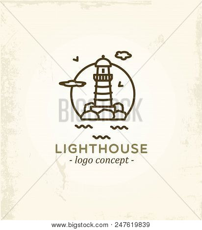 Lighthouse Logo Concept. Linear Logo Concept. Retro Texture.