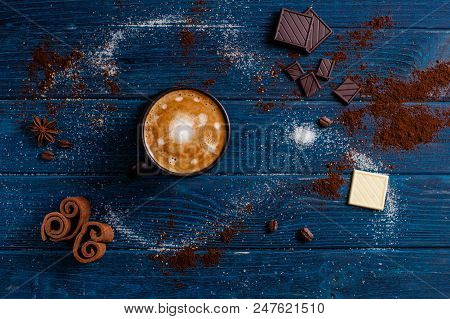 Cup Of Cappuccino Like Part Of Macrocosm, Blue Sky