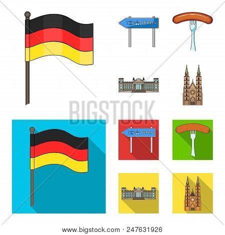 Country Germany Cartoon, Flat Icons In Set Collection For Design. Germany And Landmark Vector Symbol