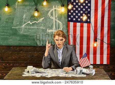 American Education Reform At School In July 4th. American Education And Financial Concept