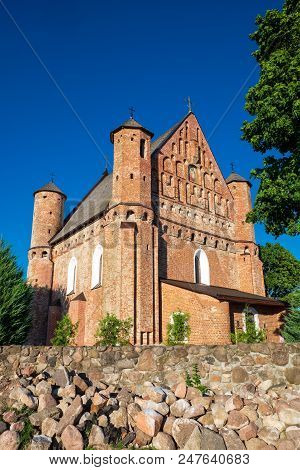 Old 15th Century St. Michael Fortified Church In Synkovichy Village, Grodno Region.
