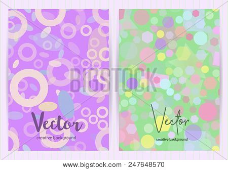 Covers With Random, Chaotic, Scattered Geometric Elements. Colorful Vector Backgrounds.