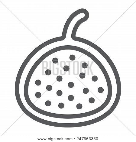 Fig Line Icon, Fruit And Vitamin, Exotoc Sign, Vector Graphics, A Linear Pattern On A White Backgrou