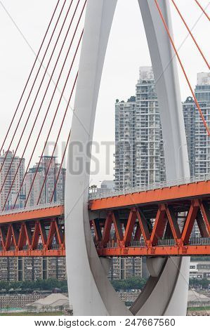 Chongqing, China - June 12, 2018 : Dongshuimen Bridge Above Yangtze River In Daylight