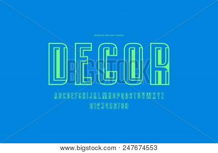 Decorative Hollow Sans Serif Font With Interweaving Stripes. Letters And Numbers For Logo And Title 