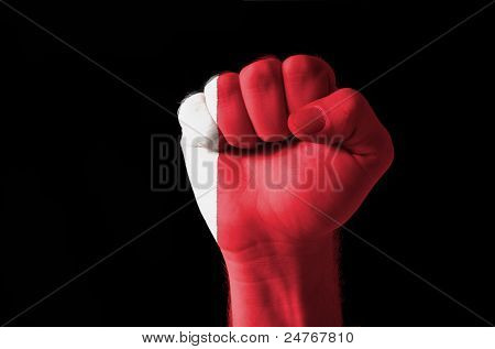 Fist Painted In Colors Of Bahrain Flag
